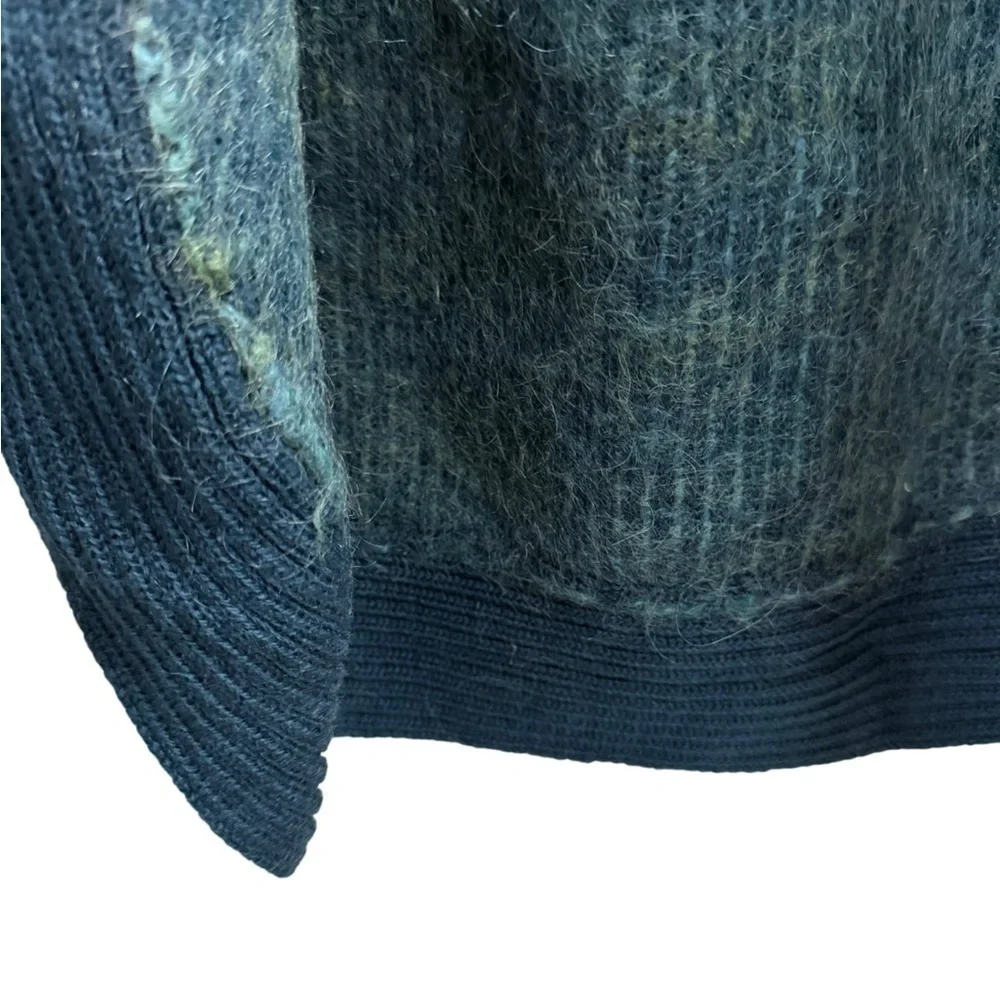 Vintage Pauline Faye Mohair Wool Cardigan Green Blue Size Large - Picture 2 of 9
